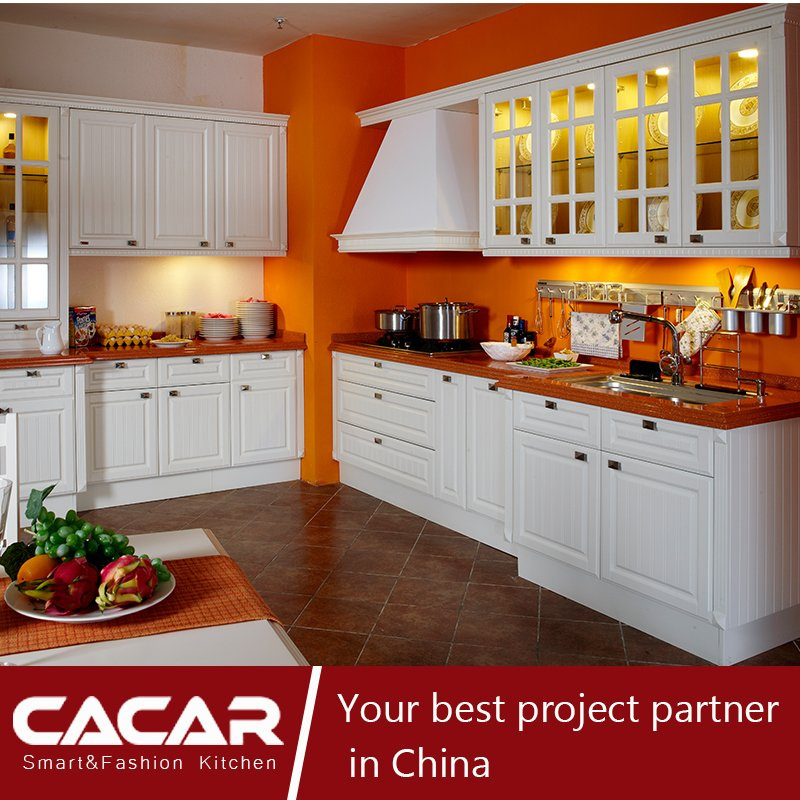 Verona Modern Style Imported Plastic Uptake PVC Kitchen Cabinet (CA09-17)