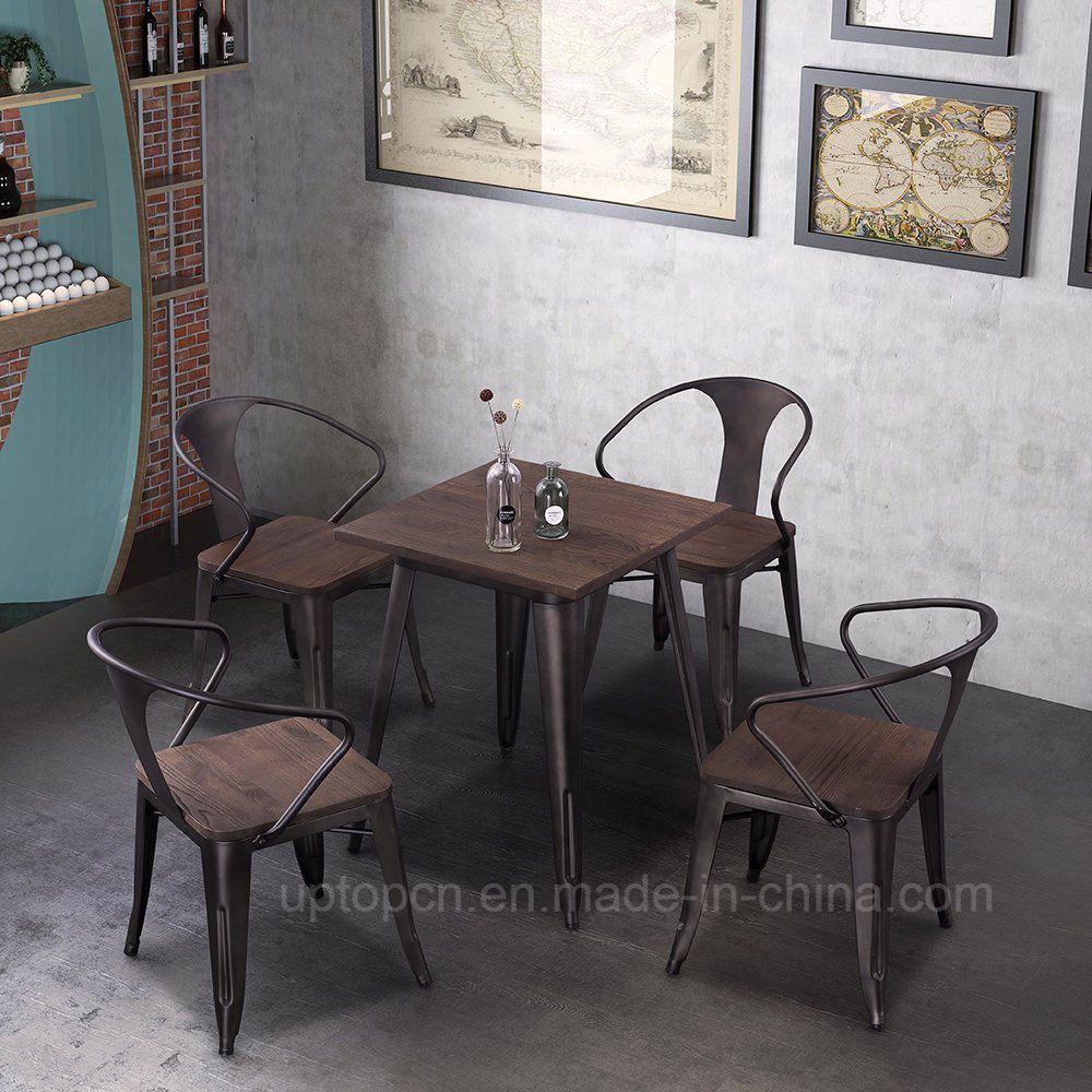 (SP-CS857) Industrial Rust Color Restaurant Metal Table and Chair Furniture