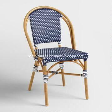 White Navy Spot French Rattan Wicker Outdoor Cafe Furniture Chair