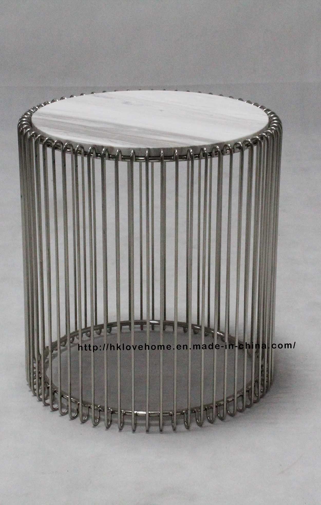 Replica Restaurant Leisure Furniture Metal Wire Marble Dining Table