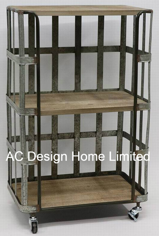 3 Tier Antique Vintage Decoration Book Shelf Wooden Trolley