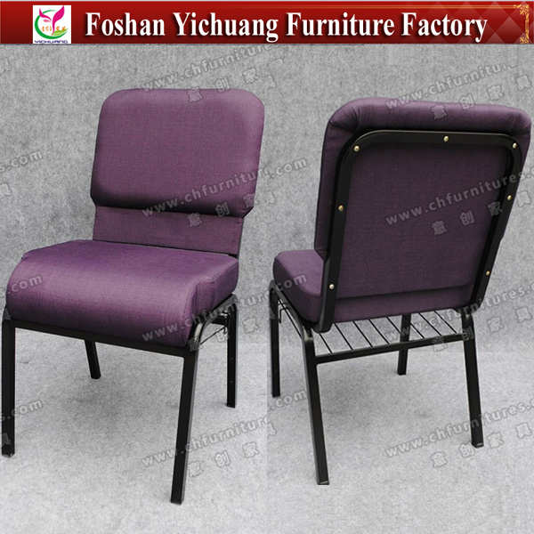Iron Frame Purple Fabric Church Chair Hot Sale (YC-G78)