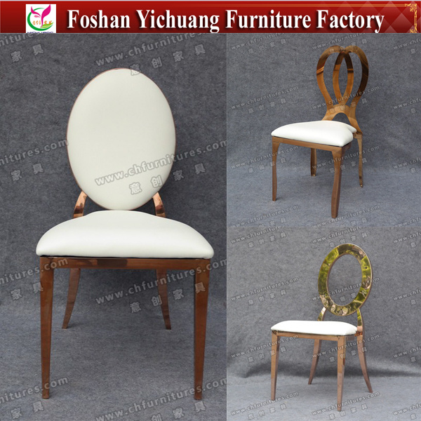 Yc-Ss38 Metal Leather Rose Gold Dining Chairs