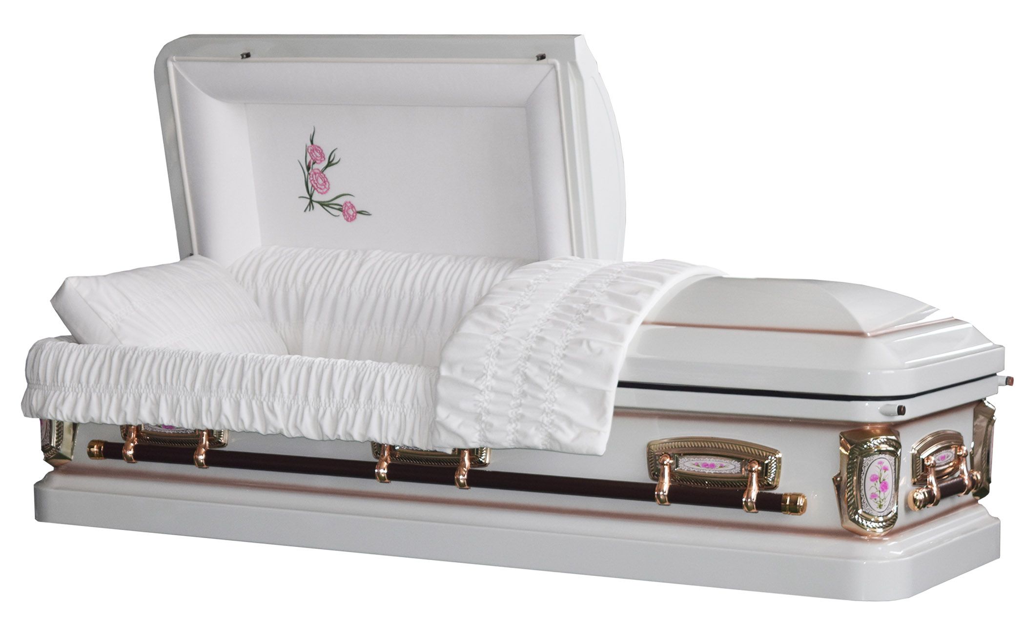 Primrose with White Velvet Us Market 18 Gauge Steel Casket