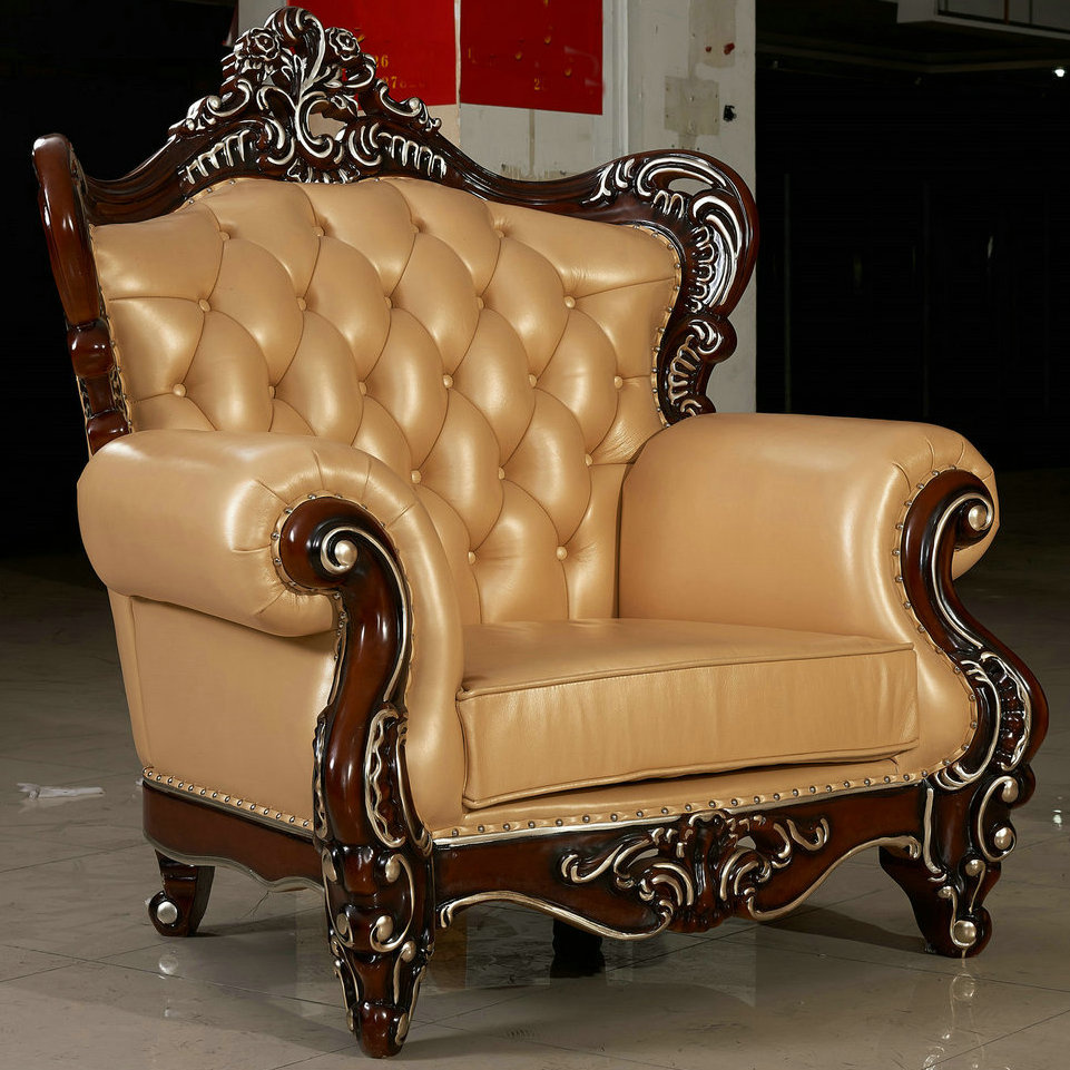 Best Quality Office Furniture Genuine Leather New Classic Sofa (169)