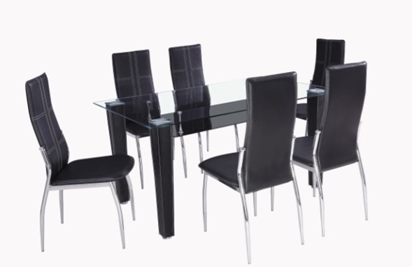 Kitchen Furniture Glass Table Dining Set (DT053)