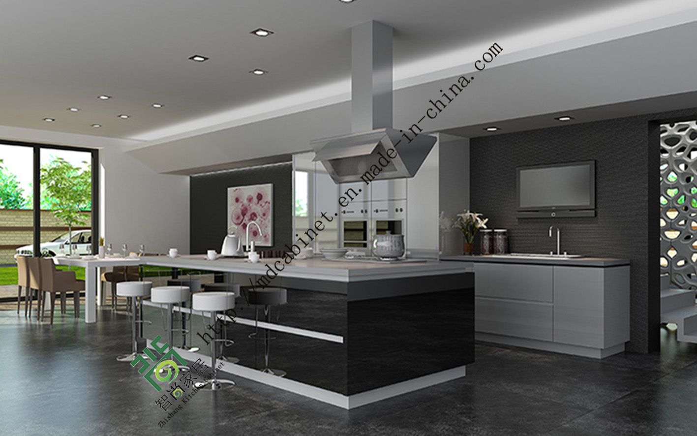 White Gloss Lacquer Kitchen Cabinet (zs-193)