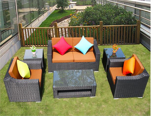 6 Pieces Outdoor Furniture Patio Sofa Rattan Furniture