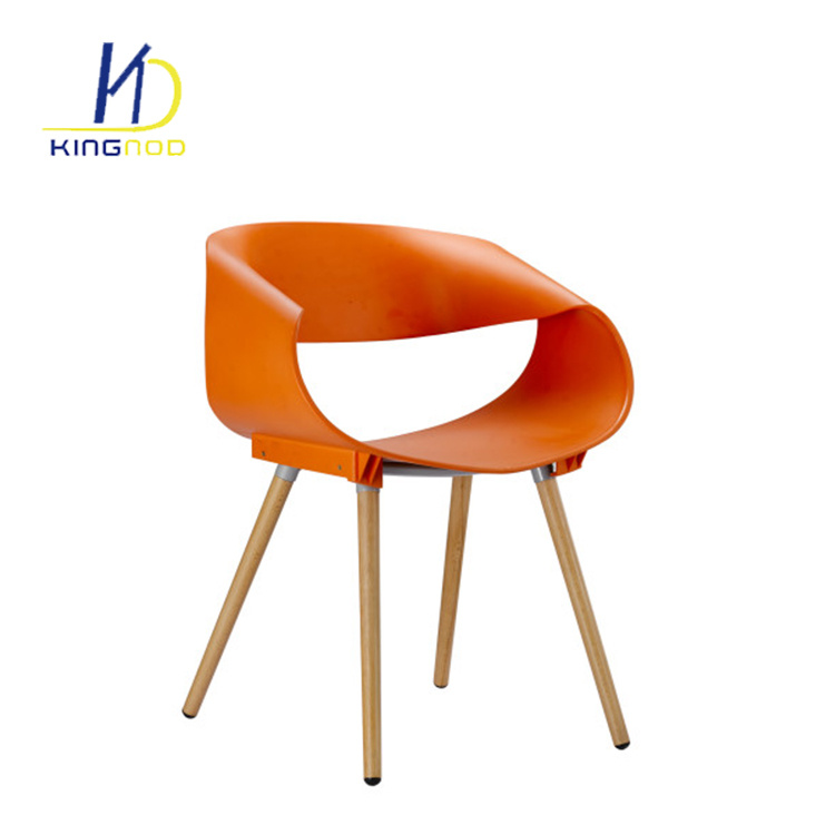 Environmental Plastic Back Seat Wood Legs Egg Chair