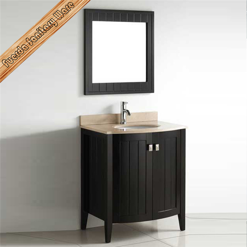 Fed-1816 Popular Beige Marble Top Espresso Finishing Modern Bathroom Vanities