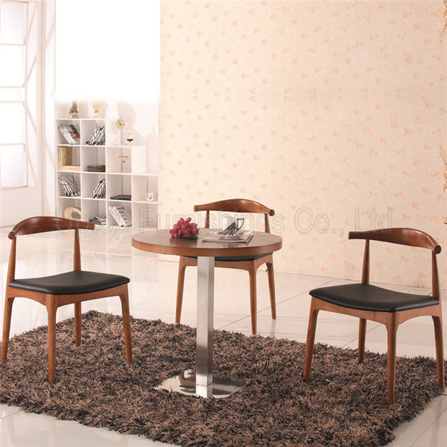 (SP-CT732) Classic Scandinavian Walnut Color Wood Cafe Table and Chair