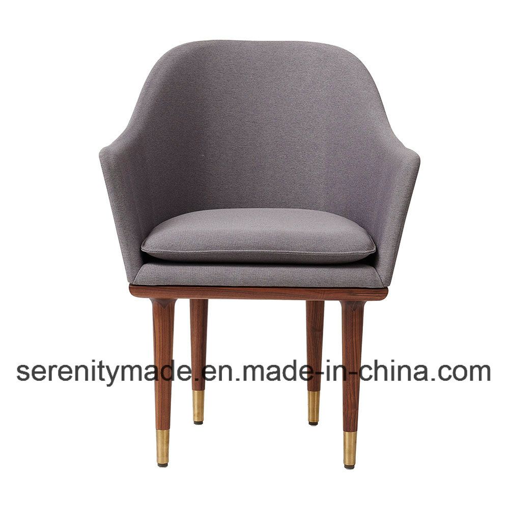 Antique Style Single Seater Linen Fabric Upholstery Chairs with Metal Base
