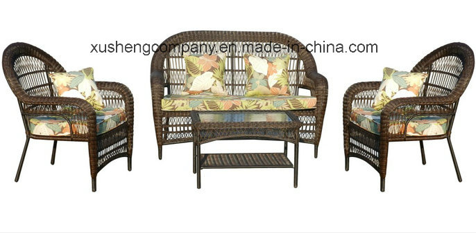 Leisure Wicker PE Rattan Sofa Set with Metal Frame