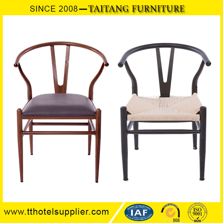 Rental Metal Y Chair with PU Cushion Rattan Seat