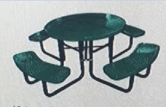 46-Inch Perforated Metal Round Picnic Table Stamped