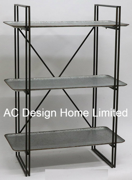 3 Tier Antique Vintage Decorative Galvanized/Metal Wrought Iron Shelf
