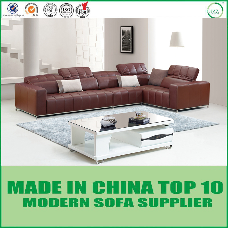 Italian Modern Sectional L Shape Brown Leather Sofa