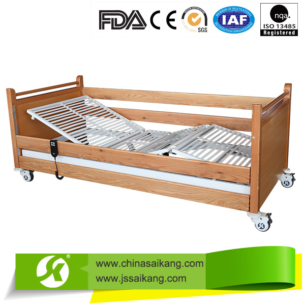 Wooden Backrest Hospital Manual Nursing Bed for Home Care Use