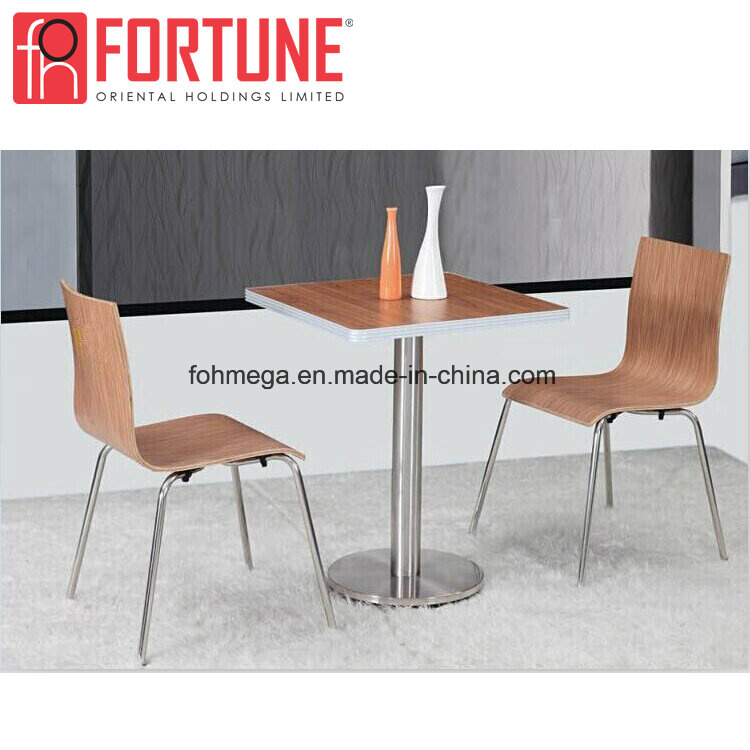 China Stackable Wooden Cheap Restaurant Tables Chairs in Stainless Steel Legs (FOH-BC29)