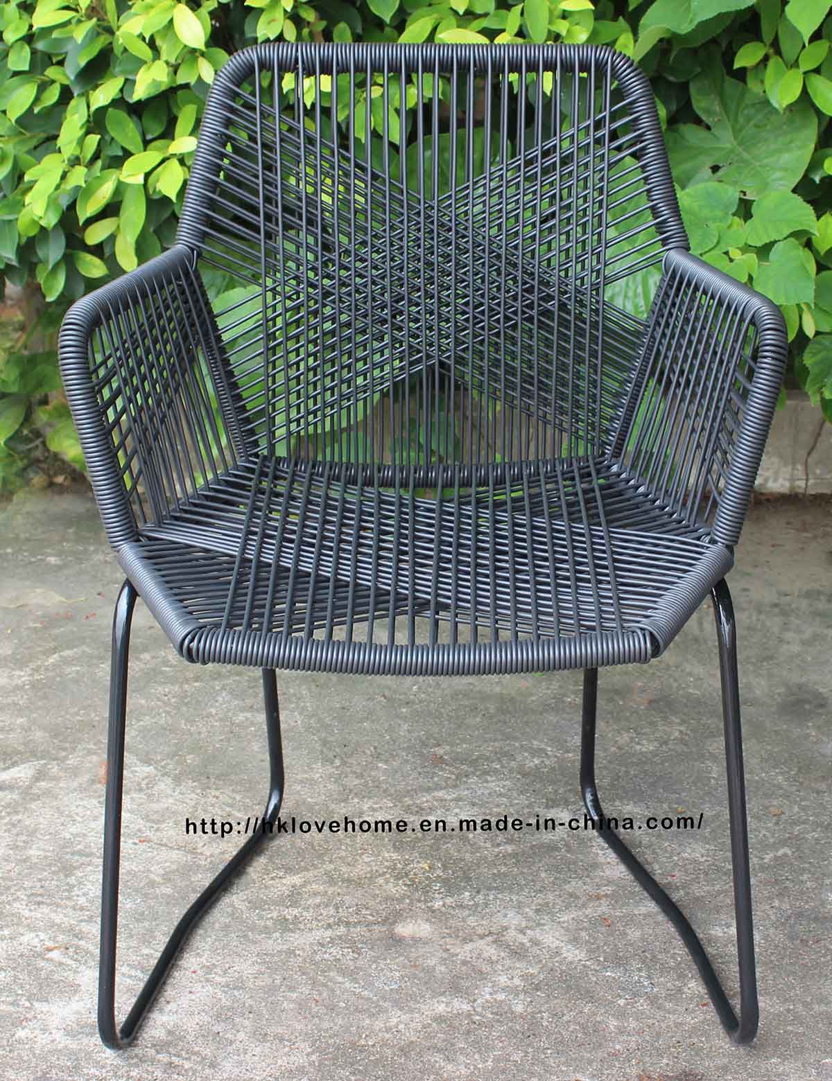 Outdoor Morden Metal Dining Rattan Armchair Tropicalia Restaurant Garden Chairs