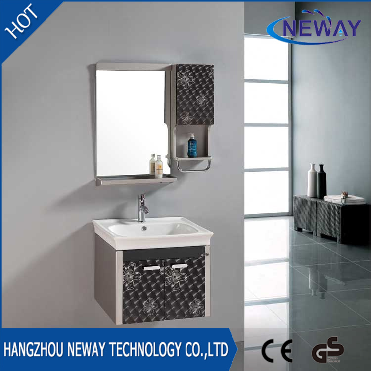 Hot Sell Wall PVC Bathroom Wash Basin Cabinet with Mirror