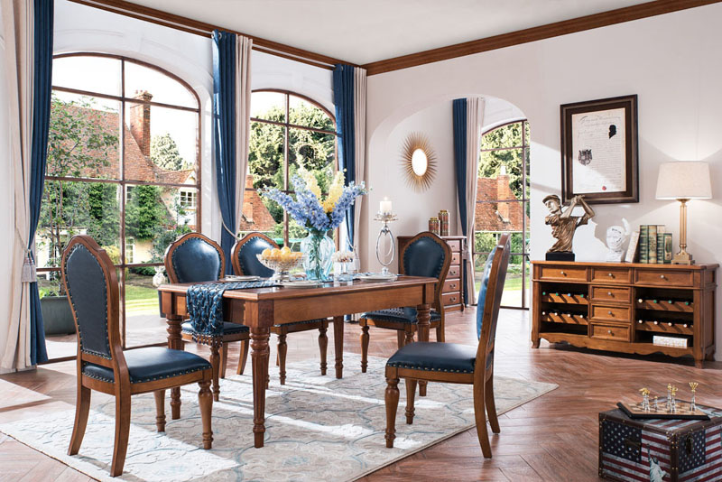 New Elegant Solid Wood American Country Style Dining Table and Chair (AD313)