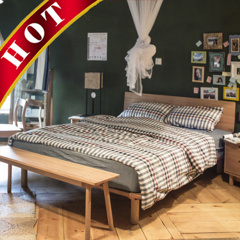 Antique Modern Oak Living Room Solid Wood Bed Frame
