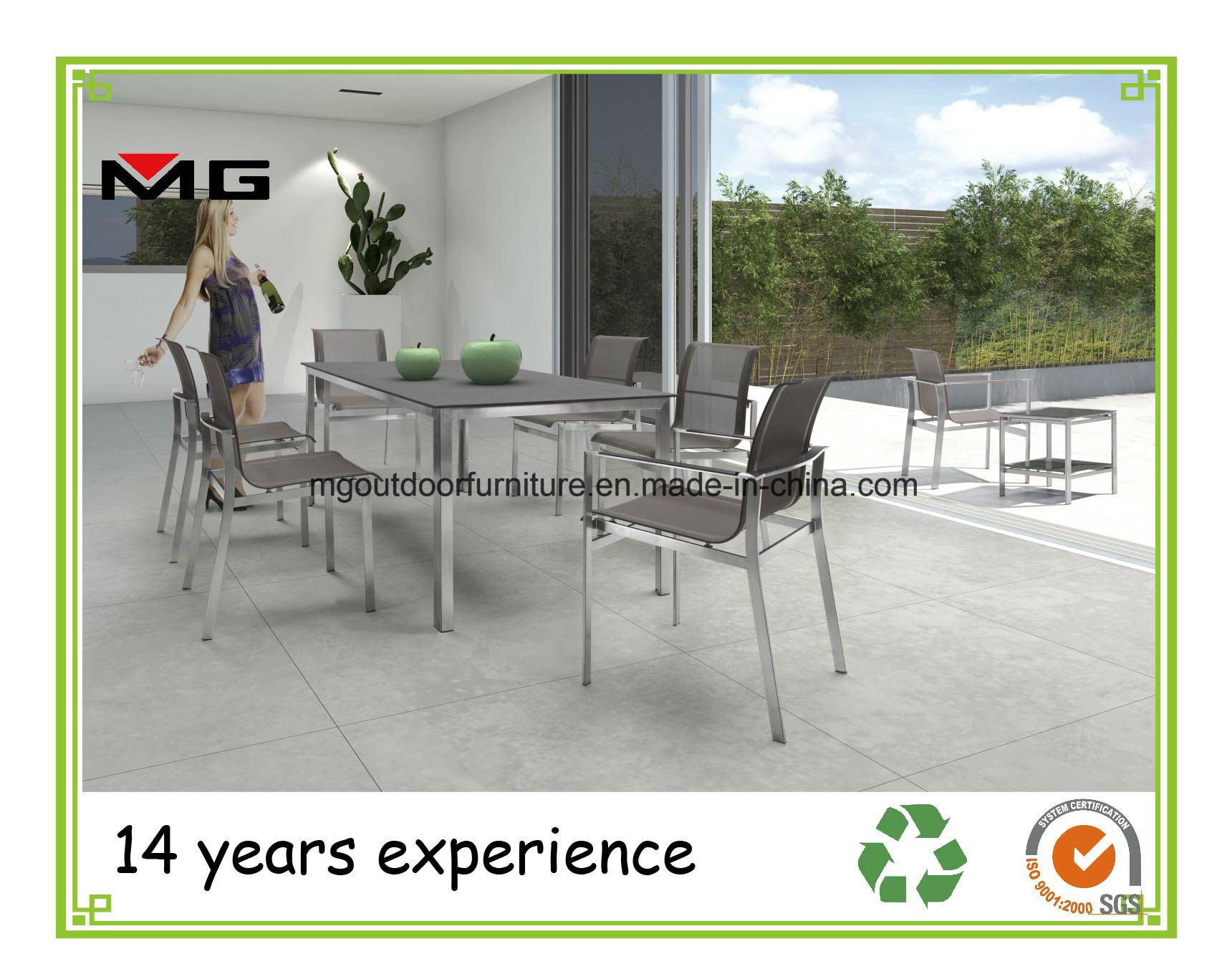 Outdoor Garden Chairs with Stainless Steel Frames