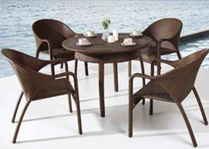 Modern Aluminum Wicker Dining Set (DS-06013)