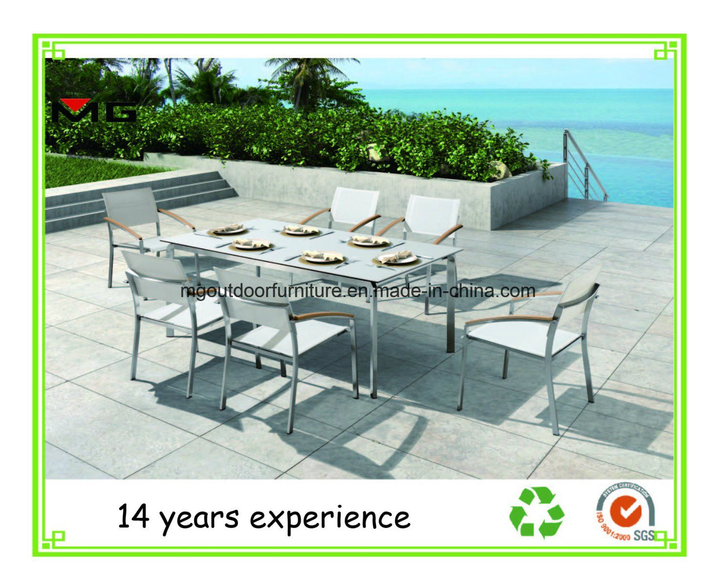 Outdoor Garden Chairs Stainless Steel Chairs with Plastic Wood Armrest
