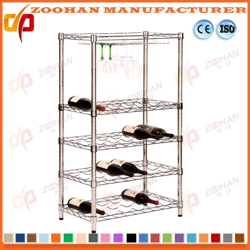 Adjustable Chrome Metal Wine Rack Storage Garage Wire Shelving (Zhw123)