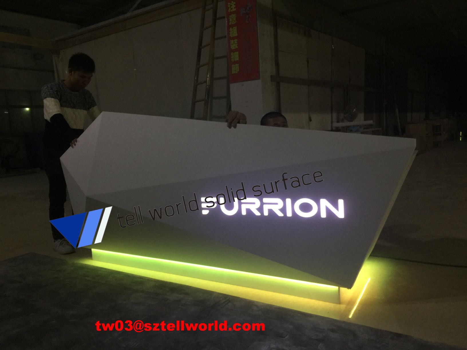 Luxury Marble Executive Office 2 Person LED Reception Desk