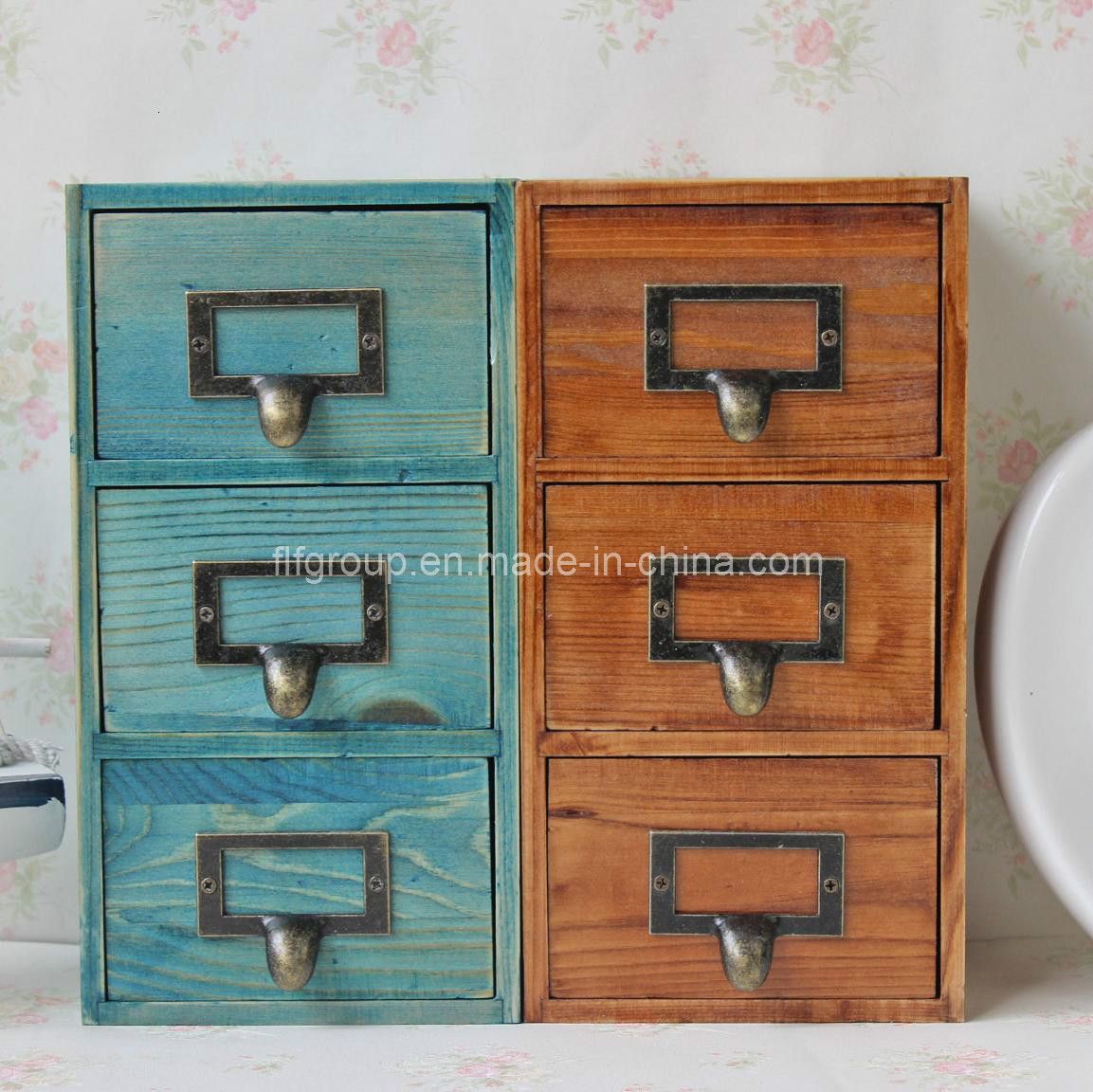 Antique Color Customized Wooden Cabinet with Multi-Drawers in Different Color