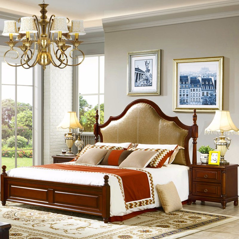 Home Furniture with Wooden Bed and Wardrobe Cabinet