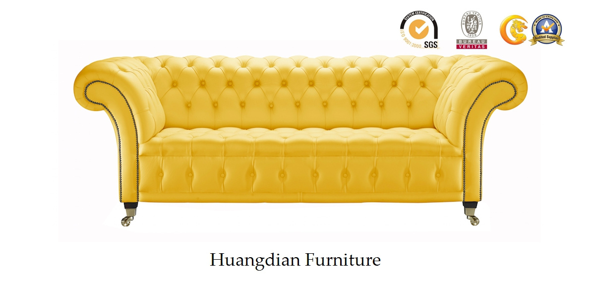 Tufted Sofa Genuine Leather Chesterfield Sofa (HD759)