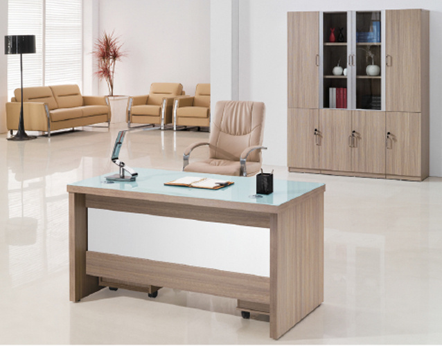 New Modern Wood Office Staff Glass Computer Desk