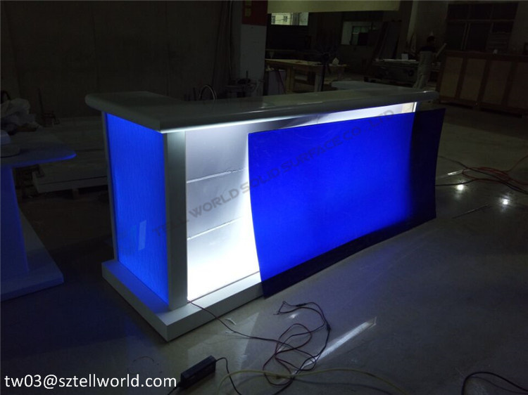 Artificial Marble Fast Food LED Bar Counters Acrylic Bar Counter