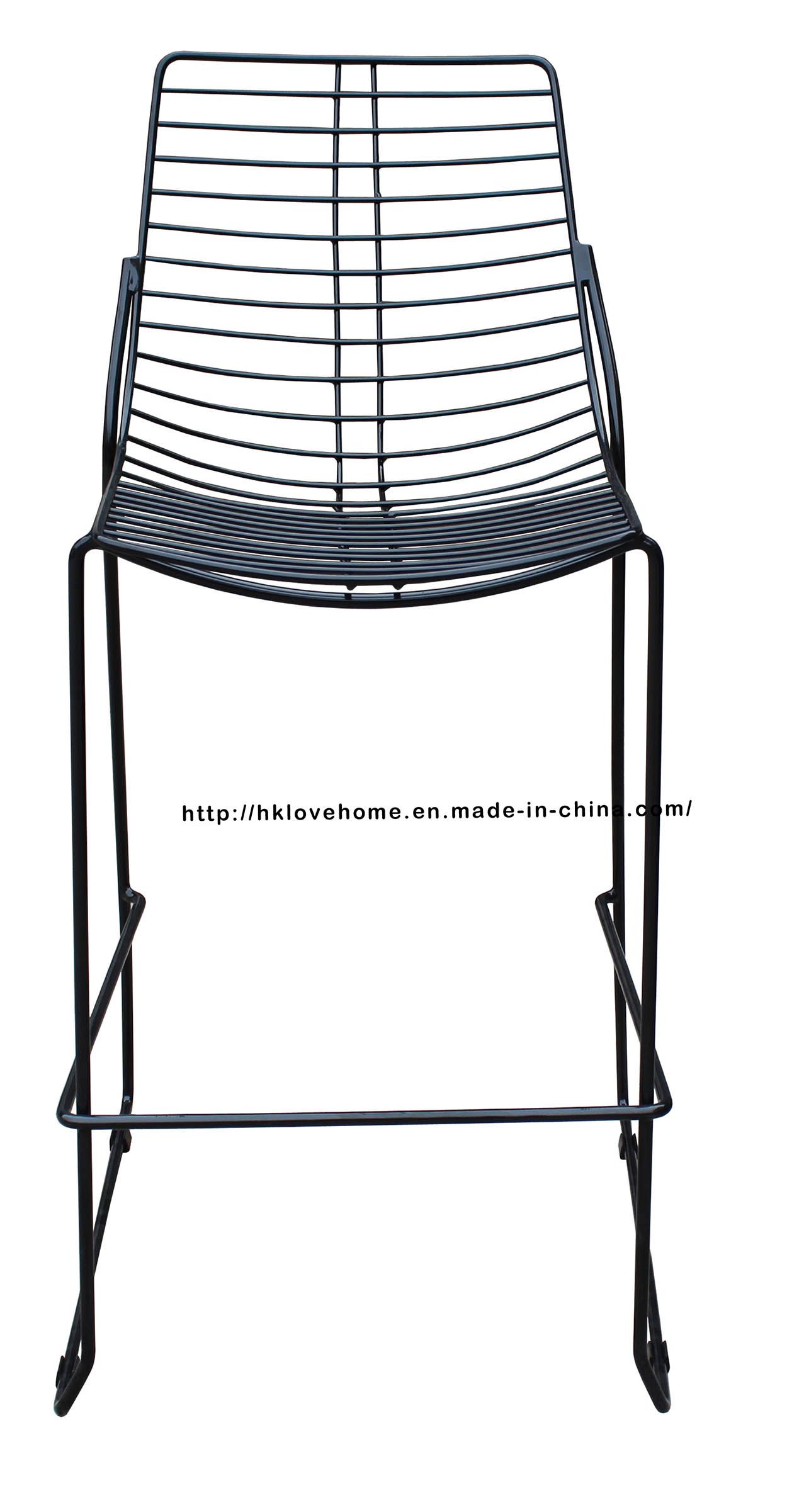 Modern Metal Dining Restaurant Stackable Side Wire Bar Chair