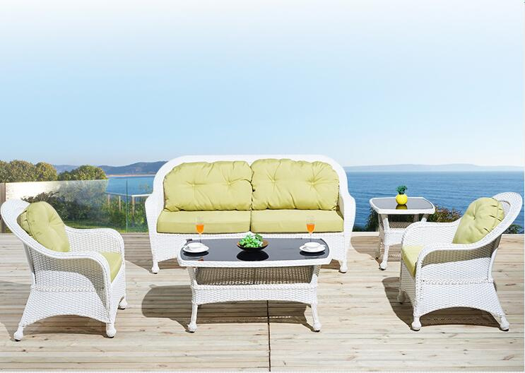 6 Pieces Garden Furniture Sofa Setwith Cushion PE Rattan Furniture