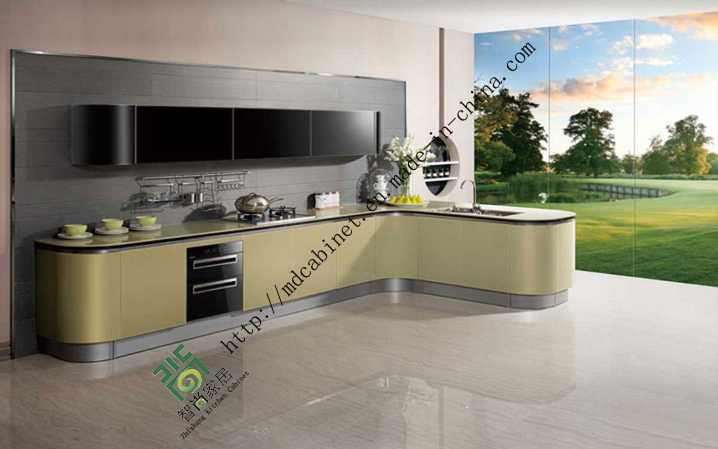 Ritz Wood Grain Lacquer Kitchen Cabinet (zs-171)