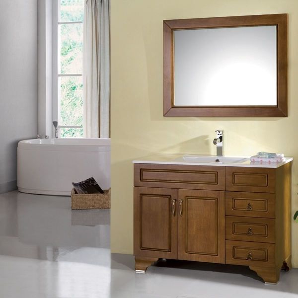European Style18mm Thainland Oak Wall Hanging Bathroom Furniture