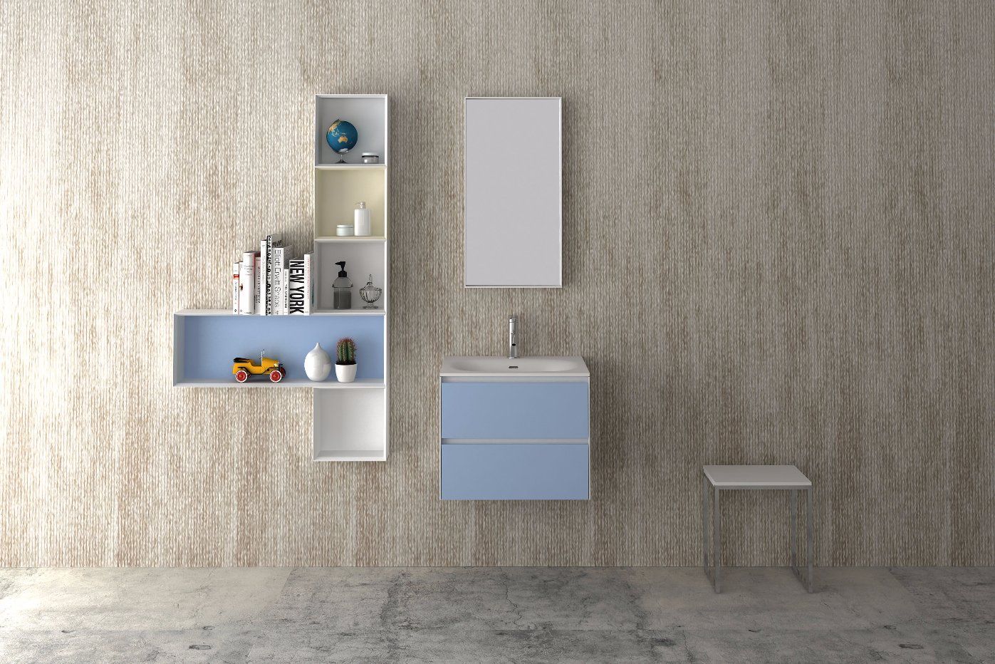 Modern Hotel Artificial Stone Bathroom Vanity Cabinet with Wash Basin