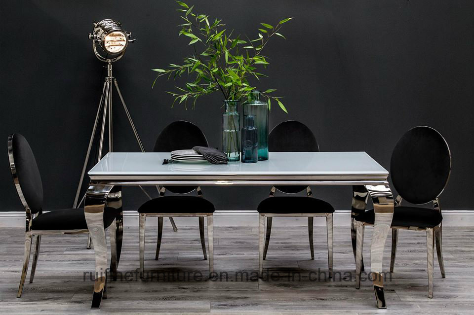 Dining Console Table Modern Black White Glass Top Louis Table