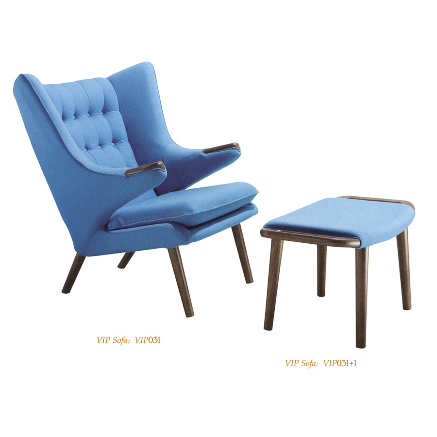 Europe Style Chesterfield Fabric Chair with Ottoman