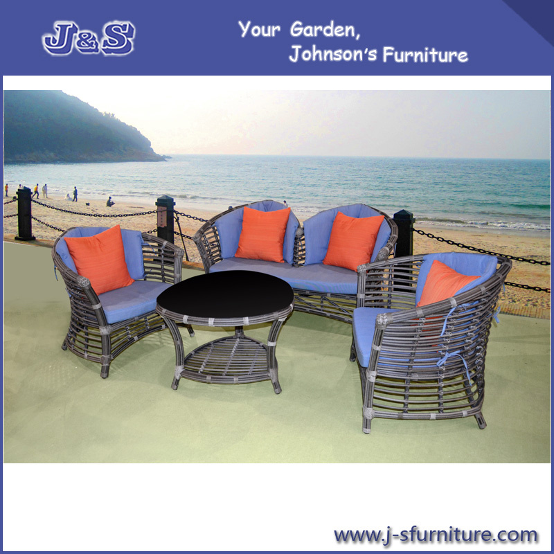 Patio Wicker Garden Furniture Alum Flat Rattan Sofa Outdoor Furniture (J357)