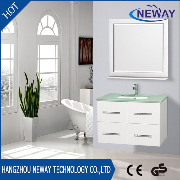 Modern White Wall PVC Curved Bathroom Vanity