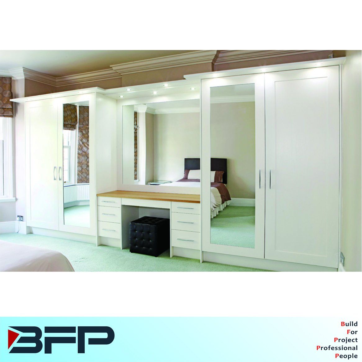 Wardrobe with Drawers and Mirror Home Furniture