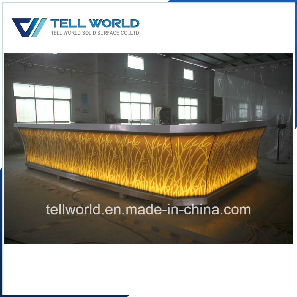 Artificial Marble Stone Restaurant LED Large Bar Counter for Sale