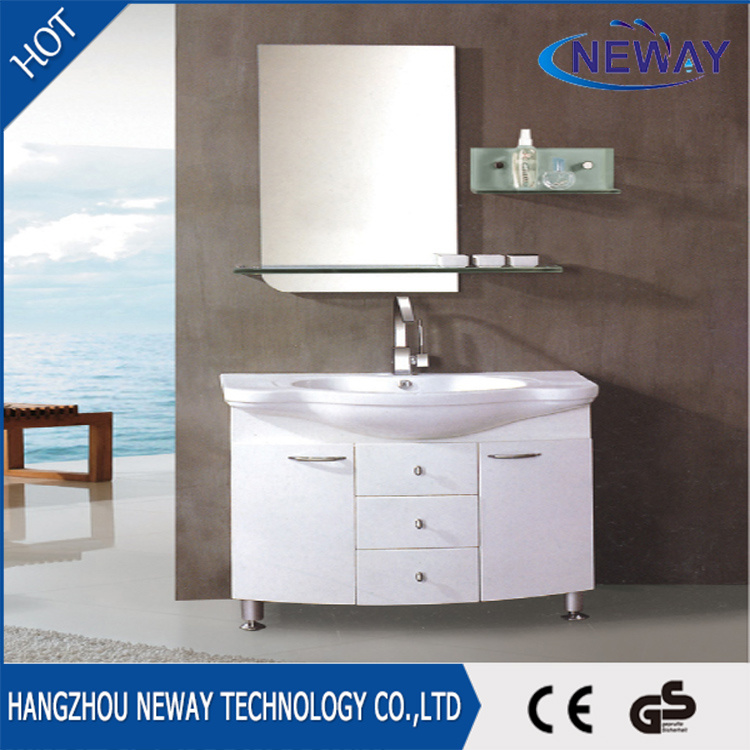 New Floor Mounted PVC Mirror Cabinet Bathroom