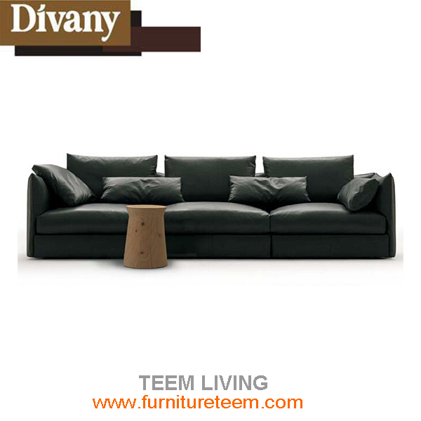 D-74 Divany Modern Furniture Black Leather Sofa